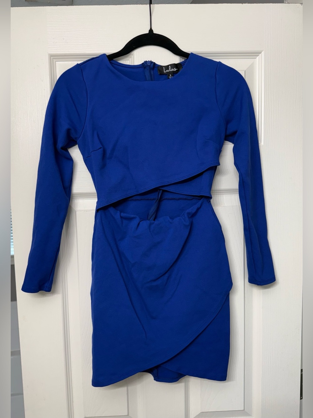 Lulu's Cobalt Long Sleeve Cutout Bodycon Dress